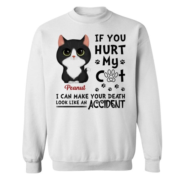 If You Hurt My Cats Watercolor Cute Cats Personalized Shirt Discount - Image 2