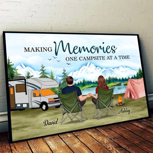 Camping Back View Couple Sitting Personalized Horizontal Poster Supply - Image 2