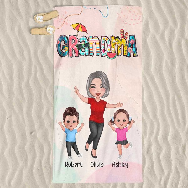 Grandma Summer Pattern Personalized Beach Towel Online Sale - Image 3