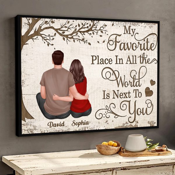 My Favorite Place In All The World Couple Sitting Hugging Personalized Poster, Valentine‘s Day Gift For Him, For Her For Cheap - Image 3