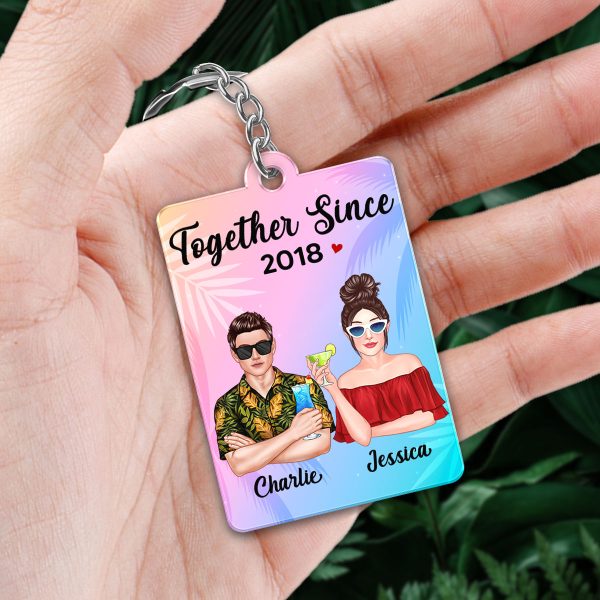 Couple Realistic Crossed Arms Summer Favorite Song Scannable QR Code Personalized Acrylic Keychain Online Hot Sale - Image 2