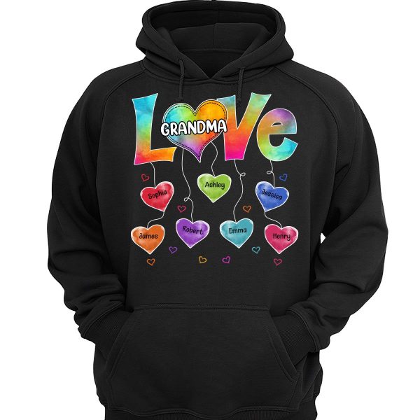 Grandma Mom Colorful Pattern Love Heartstring Personalized Shirt Hot on Sale - Image 3