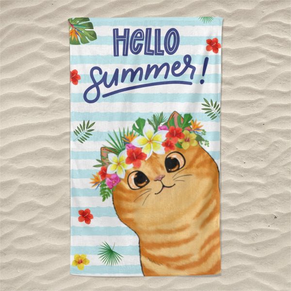 Cute Peeking Cat Summer Gift for Cat Lover Personalized Beach Towel Online - Image 4