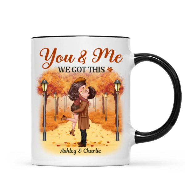 Couple Hugging Kissing In Fall Park Personalized Mug Supply - Image 5