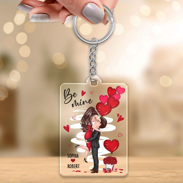 Be Mine Doll Couple Hugging Kissing Personalized Acrylic Keychain Supply - Image 3
