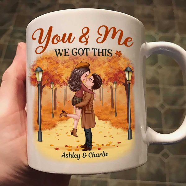 Couple Hugging Kissing In Fall Park Personalized Mug Supply - Image 2