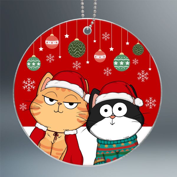 Christmas Funny Cats Expression Red Background Personalized Acrylic Ornament Fashion - Image 2