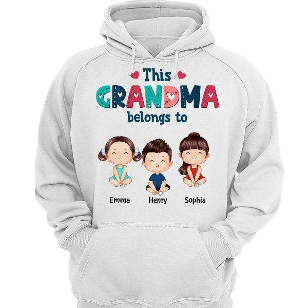 Doodle Pattern This Grandma Mom Belongs To Doll Kids Watercolor Style Personalized Shirt Online now - Image 3