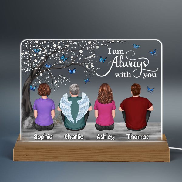 Butterflies Blossom Tree Always With You Family Memorial Remembrance Gift Personalized Custom Shape Acrylic Plaque LED Night Light Fashion - Image 3