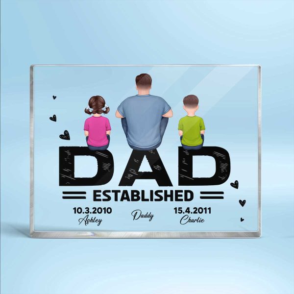 Dad Established Father‘s Day Gift Personalized Rectangle Acrylic Block Plaque For Cheap - Image 2