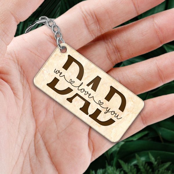 Best Dad Ever Back View Man Kids Dog Cat Personalized Acrylic Keychain For Sale - Image 2