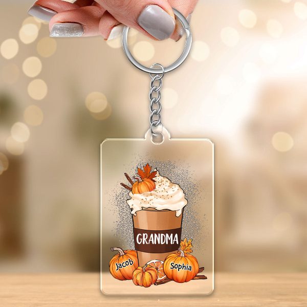 Grandma Mom Pumpkin Spice Latte Personalized Acrylic Keychain Fashion - Image 3