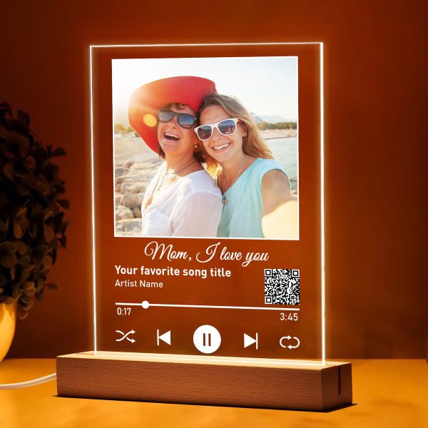 Custom Photo Like Mother Like Daughters Favorite Love Song Scannable QR Code Personalized Rectangle Acrylic Plaque LED Night Light Discount - Image 2