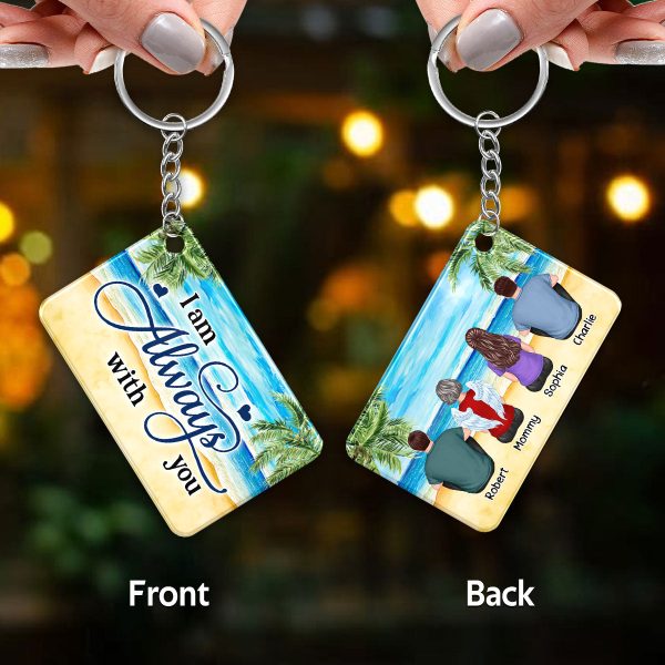Family Memorial At Beach Palm Tree Remembrance Gift Personalized Acrylic Keychain Online Sale - Image 3