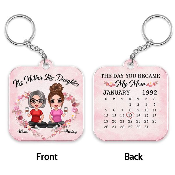 Like Mother Like Daughter Calendar Date Personalized Acrylic Keychain Online Sale