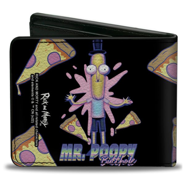 Bi-Fold Wallet - Rick and Morty MR. POOPY BUTTHOLE Pizza Pose Black For Sale - Image 2
