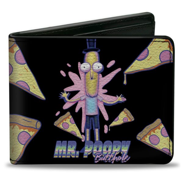 Bi-Fold Wallet - Rick and Morty MR. POOPY BUTTHOLE Pizza Pose Black For Sale